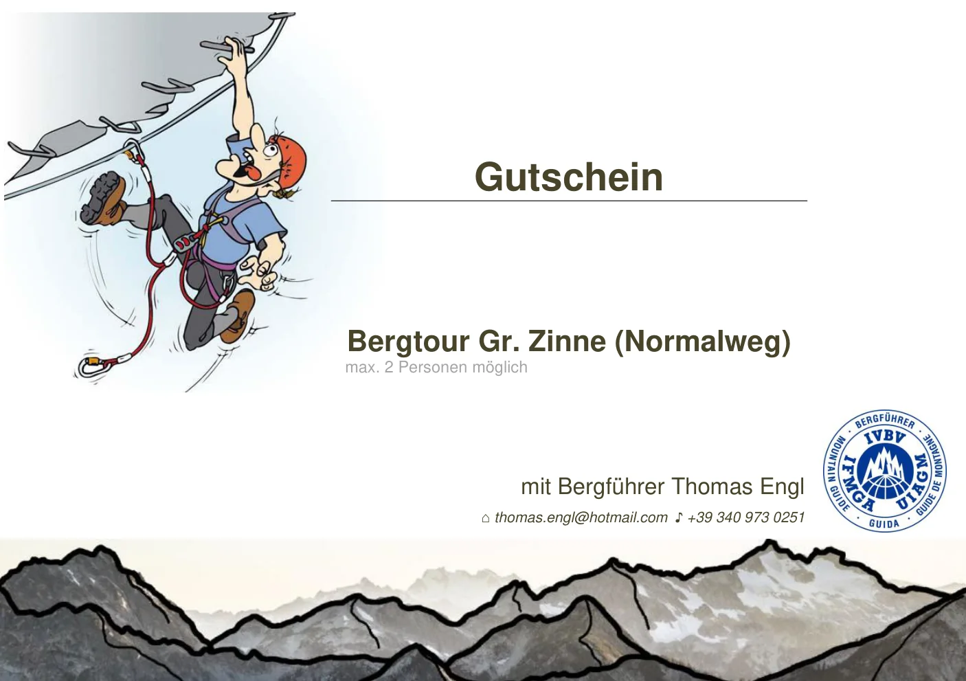 Beispiel-Gutschein: Bergtour Große Zinne (Normalweg) mit Bergführer Thomas Engl